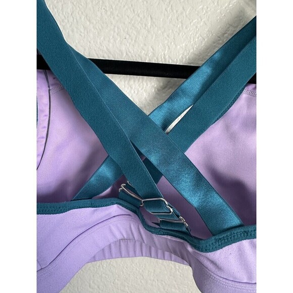 Fabletics Sports Bra Womens XXS Purple Teal Crossback Adjustable Gym Yoga - Picture 5 of 5